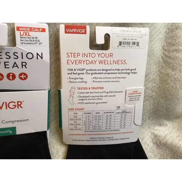 VIM & VIGR L/XL Compression Legwear 20-30mmHg Knee-High Socks For Women & Men - Picture 3 of 3